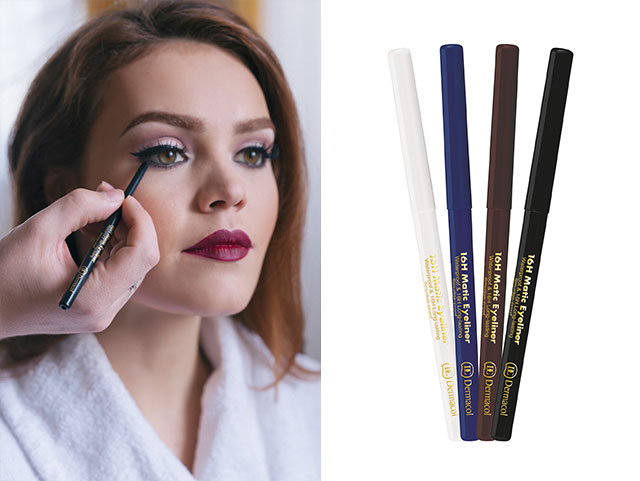 Dlhotrvajúca ceruzka, ktorá s vami vydrží celý ples je automatická ceruzka na oči 16H Matic Eyeliner, Dermacol – 5 €.